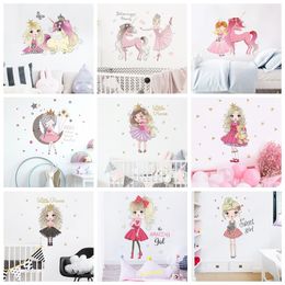 Princess Wall Stickers Cartoon Unicorn Vinyl Decorative Decor Poster for Kids Girl Rooms Ballet Sticker 220716