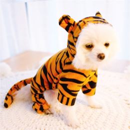 Cute Pet Clothes Tiger Cosplay Dog Clothes Winter Cat Costume Pets Jacket For Small Dog Cats Chichuchu Puppy Outfit 210401