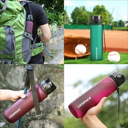 500/800/1000ml Sports Water Bottle BPA Free Portable Leak-proof Shaker bottle Plastic Drinkware Tour Gym Free items CX220425