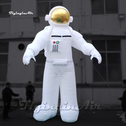 Giant Inflatable Astronaut Figure Model 5m White Space Pilot Air Blow Up Spaceman Balloon With Golden Helmet For Space Show