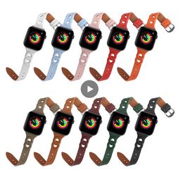 Leather Watch Straps For Apple Watch iwatch 7 Series 41mm 45mm WatchBand Figure 8 Double Ring Strap 38mm/44mm Universal Accessories