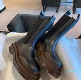 2022-Luxury Winter Brand Tire Women's Ankle Boots Rubber Outsole Chelsea Martin Booties Knight High-boots Ladies Party Wedding Combat Booty