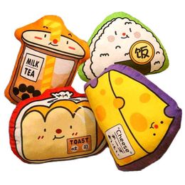 Cute Cartoon Food Plush Cushion Boba Tea Cheese Sushi Toast Pattern Cuddle Ornamental Sofa Baby Gift For Children restaurant J220704