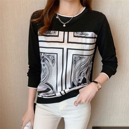 Basic bottoming shirts Long Sleeve Women's Tshirt Fashion Casual Tops printing T Shirt Ladies o-neck Tee Shirt 220408