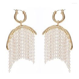 Jaeeyin 2022 Elegant White Pearl Tassels Dangles Bohemia Earrings Arrivals Gift For Women Lady Girls Dangle & Chandelier