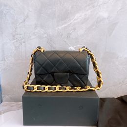 22A Top quality Classic Flap Bag Caviar Grain Cowhide Leather Quilted Plaid Weave Chain Gold Hardware Shoulder Messenger Bag Luxury Designer Ladies Sweet Handbag