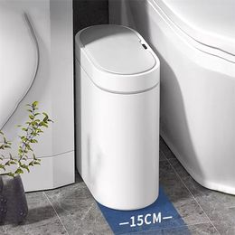 Smart Sensor Trash Can Electronic Automatic Household Bathroom Toilet Waterproof Narrow Seam Storage Bucket Home Bin 220813
