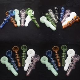 Cheap Colourful mini 12cm travel glass spoon pipe Gourd hand tobacco pipes for smoking dry herb