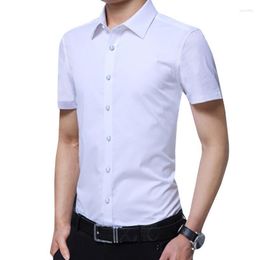 Men's Dress Shirts Legible Casual Social Formal Shirt Men Short Sleeve Business Slim Office Male Cotton Mens White 4XL 5XLMen's Vere22