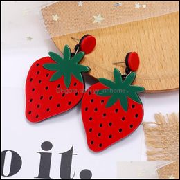 Hoop Hie Earrings Jewelry South Korea Elegant Sweet Cute Fruit Cool Simple Normcore Style Stberry Earrings1 Drop Delivery 2021 Pgzwb