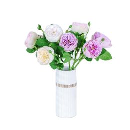 Decorative Flowers & Wreaths Fake Short Stem Austin Big Rose 15" Length Simulation Round Roses For Wedding Home Artificial FlowersDecor