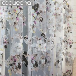 Curtain & Drapes Ready Made Custom Flower Floral Voile Sheer Tulle Curtains For Living Room Bedroom Kitchen Door Window Home Decor 1 Panel/P