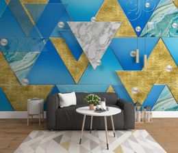 Custom Mural Wallpaper HD living room bedroom TV background 3d golden marble mosaic stick wallpaper decoration