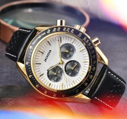 2022 Coming Up Men Battery Chronograph Quartz Movement Watches All Dials Work business switzerland highend stopwatch hole leather belt bracelet Wristwatch gifts