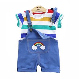 2 teile/satz Sommer Baby Jungen Kleidung Set Cartoon Kleinkind Kleinkind Mädchen Outfits T-shirt + Trägerhose Kinder Kleidung Sets Trainingsanzug 220507