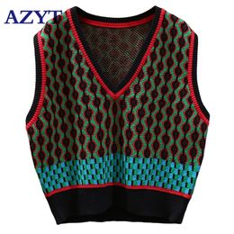 Vintage Autumn Vest Women Winter V Neck Fashion Knit Tank Tops Female Casual Loose Sleeveless jacket For 220316