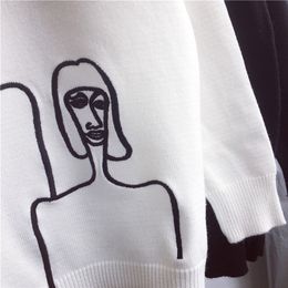 Korobov Korean Women Sweaters Cartoon Embroidery Female Jumper Long Sleeve Pullover Turtleneck Mujer Sueter 76271 201203