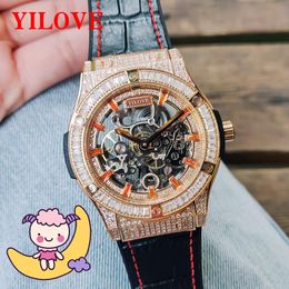 43mm Round Hollow Fashion Men's Watch Game Mechanical Style Movement Stainless Steel Clock Multi-Function Timing Personality Luxury Wristwatch
