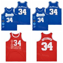 Men High School 34 Jesus Shuttlesworth Basketball Jerseys Lincoln Big State Uniform Red Blue Colour HipHop Breathable Sport Hip Hop Pure Cotton Embroidery High