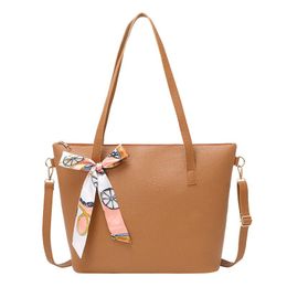Evening Bags Fashion PU Leather Handbag Women Shoulder Bag Bow Silk Scarf Large Capacity Shopping For Female Bohemia DesingerEvening