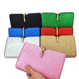 Evening Bags Pink Polish Women Party Wedding Green Clutch Female Chain Shoulder Day ClutchesEvening