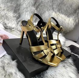 Top Quality 10mm Tribute stiletto Heels Sandals nude smooth leather super high heel for women luxury designers shoes party heeled sandal factory footwear