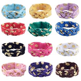 Baby Gold Polka Dot Headband Knotted Hand Woven Hairband Girls New Headwear Hair Band Boutique Hair Accessories Elastic Turban Headbands Head Wraps