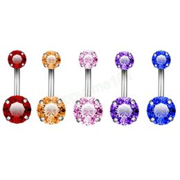 Red Zircon Crystal Sexy Body Belly Piercing Ombligo for Women Girls Shiny Belly Button Rings Stainless Curved Piercings