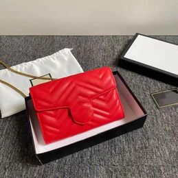 Marmont Matelesse WOC 20cm Leather Chain Crossbody Bag 4 Colors White Black Dusty Pink Red Women Summer Cute Flap Bags wallet