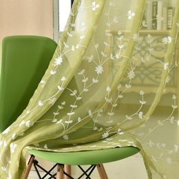 Embroidery Sheer Curtain for Living Room Three-Dimensional Linen Tulle Bedroom Eco-Friendly Fabric W220421