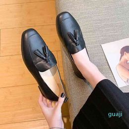 Dress Shoes Doudou shoes women's Korean tassel casual small leather British lazy people pedal cow Lefu