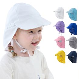 Solid Colour Kids Baby Sun Hat Breathable Cotton Summer Beach Hats Cap for Infant Toddler High Quality