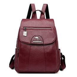 X Summer travel back pack bag campus female student washed sheepskin backpack school female leather schoolbag