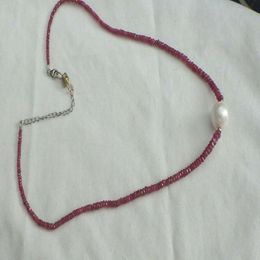 vintage natural ruby necklace 20inch natural white 15mm pearl