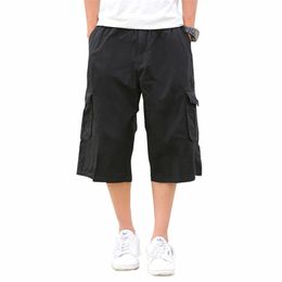 Military Style Summer Men Baggy MultiPocket Cargo Pants Cotton Black Cargo Trousers 4XL 5XL 6XL 210412