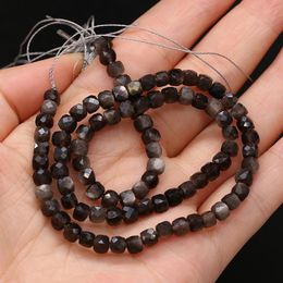 Other Natural Faceted Stone Obsidian High Quality 4x4mm Irregural Shapen Loose Beads For Making Jewellery Necklace Length 38cmOther