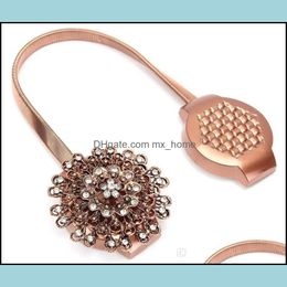 Aste per tende Decorazioni per la casa Giardino Stile europeo Diamante a forma di fiore Magnete Fermacravatta Tende magnetiche Fibbia per finestre Clip a sfera