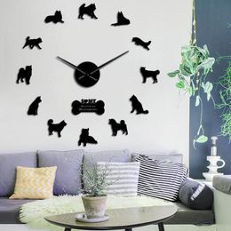 Wall Clocks Alaskan Malamute Dog Breed Hanging DIY Clock Housewarming Gift Quartz Acrylic Mirror Sticker Animal Pets WatchWall ClocksWall