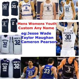 BYU Cougars Jerseys Jake Toolson Jersey Jesse Wade Taylor Maughan Cameron Pearson College Basketball Jerseys Navy Mens rare Custom Stitched