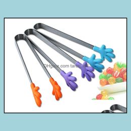 Small Palm Stainless Steel Tongs Creative Sile Clip Ice Non-Slip Mini Food Square Cake Barbecue Tool Drop Delivery 2021 Other Kitchen Tools