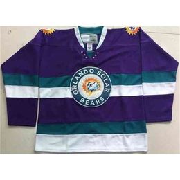 C26 Nik1 2020 Customise Vintage Rare Orlando Solar Bears Hockey Jersey Embroidery Stitched any number and name Jerseys
