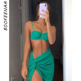 BOOFEENAA Sexy Two Piece Sets Womens Outifits Beach Vacation Resort Wear Split Skirt and Crop Top Party Club Dress Sets C69-DH26 220725