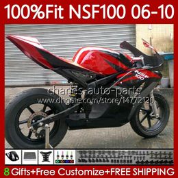 Fibreglass Injection Mould Red black Bodys For HONDA NSF-100 NSF 100 Bodywork 116No.7 NSF100 06 07 08 09 10 NS-F100 2006 2007 2008 2009 2010 Glass Fibre Race Fairing