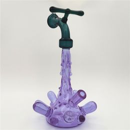 Glass Water Bong Faucet Shape 10mm Female Joint Hookah Bubbler Pipe Dab Rig Craftbong