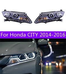 Cars Headlight For Honda CITY 20 14-20 16 Headlights LED DRL Running Lights Bi-Xenon Beam Fog Lights Angel Eyes Auto Accessories