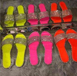 Glitter Slippers Women Summer Sandals Fashion Bling Female Candy Color Flip Flops Beach Diamond Flat Shoes Outdoor220514