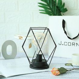 Strings Decorative Ornaments Bedroom Table Lamp LED Small Square Wrought Iron Geometric Modelling Home Decoration LampLED