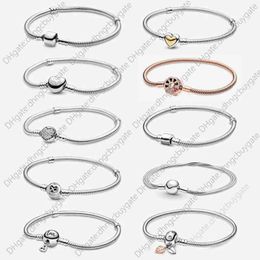 Original Bracelet Snake Chain Barrel Heart Clasp Rose Diy Beads Charms Bracelets Bangles Luxury Jewellery