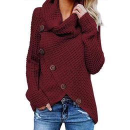Women's Turtleneck Winter Sweater 2021 Autumn Warm Irregular Knit Thick Asymmetrical Pullover 5xl