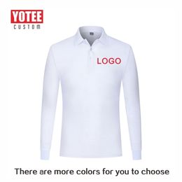 Autumn health cotton long-sleeved polo shirt personal company group uniform custom printing design po 220608